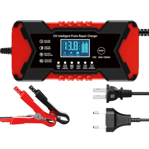 12V 6A Automatic Battery Charger for Motorcycle & Car – LCD Display, Multi-Stage Charging, Compatible with Lead Acid, AGM, Gel & LiFePO4